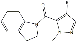 1-[(4-bromo-1-methyl-1H-pyrazol-5-yl)carbonyl]indoline 结构式