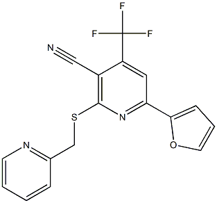 6-(2-furyl)-2-[(pyridin-2-ylmethyl)sulfanyl]-4-(trifluoromethyl)nicotinonitrile 结构式