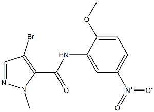 4-bromo-N-{5-nitro-2-methoxyphenyl}-1-methyl-1H-pyrazole-5-carboxamide 结构式