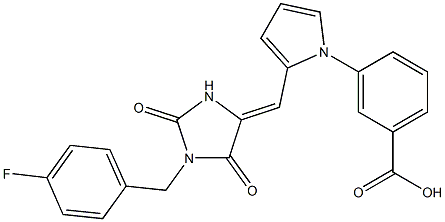 3-(2-{[1-(4-fluorobenzyl)-2,5-dioxo-4-imidazolidinylidene]methyl}-1H-pyrrol-1-yl)benzoic acid 结构式