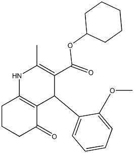 cyclohexyl 2-methyl-4-[2-(methyloxy)phenyl]-5-oxo-1,4,5,6,7,8-hexahydroquinoline-3-carboxylate 结构式