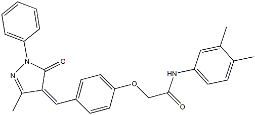 N-(3,4-dimethylphenyl)-2-{4-[(3-methyl-5-oxo-1-phenyl-1,5-dihydro-4H-pyrazol-4-ylidene)methyl]phenoxy}acetamide 结构式