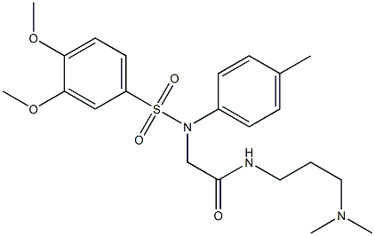 2-[{[3,4-bis(methyloxy)phenyl]sulfonyl}(4-methylphenyl)amino]-N-[3-(dimethylamino)propyl]acetamide 结构式