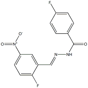 4-fluoro-N'-{2-fluoro-5-nitrobenzylidene}benzohydrazide 结构式