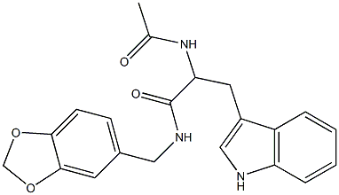 2-(acetylamino)-N-(1,3-benzodioxol-5-ylmethyl)-3-(1H-indol-3-yl)propanamide 结构式