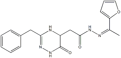 2-(3-benzyl-6-oxo-1,4,5,6-tetrahydro-1,2,4-triazin-5-yl)-N'-[1-(2-furyl)ethylidene]acetohydrazide 结构式