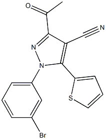 3-acetyl-1-(3-bromophenyl)-5-(2-thienyl)-1H-pyrazole-4-carbonitrile 结构式