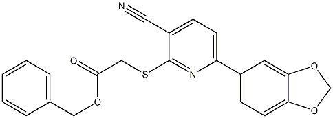 benzyl {[6-(1,3-benzodioxol-5-yl)-3-cyano-2-pyridinyl]sulfanyl}acetate 结构式