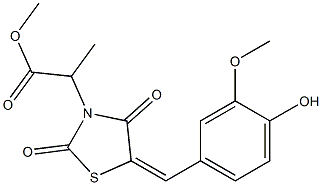 methyl 2-[5-(4-hydroxy-3-methoxybenzylidene)-2,4-dioxo-1,3-thiazolidin-3-yl]propanoate 结构式