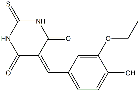 5-(3-ethoxy-4-hydroxybenzylidene)-2-thioxodihydro-4,6(1H,5H)-pyrimidinedione 结构式