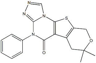 7,7-dimethyl-4-phenyl-6,9-dihydro-7H-pyrano[4',3':4,5]thieno[3,2-e][1,2,4]triazolo[4,3-a]pyrimidin-5(4H)-one 结构式