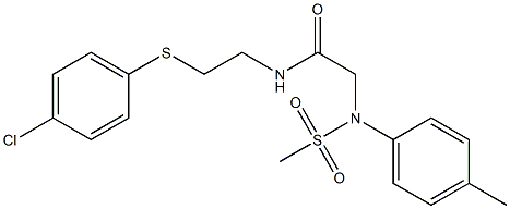 N-{2-[(4-chlorophenyl)sulfanyl]ethyl}-2-[4-methyl(methylsulfonyl)anilino]acetamide 结构式