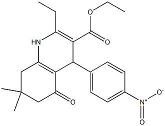 ethyl 2-ethyl-4-{4-nitrophenyl}-7,7-dimethyl-5-oxo-1,4,5,6,7,8-hexahydro-3-quinolinecarboxylate 结构式