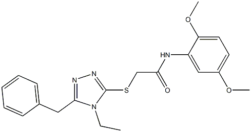 2-[(5-benzyl-4-ethyl-4H-1,2,4-triazol-3-yl)sulfanyl]-N-(2,5-dimethoxyphenyl)acetamide 结构式