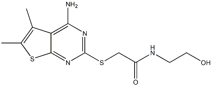 2-[(4-amino-5,6-dimethylthieno[2,3-d]pyrimidin-2-yl)sulfanyl]-N-(2-hydroxyethyl)acetamide 结构式