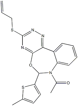 7-acetyl-6-(5-methyl-2-thienyl)-6,7-dihydro[1,2,4]triazino[5,6-d][3,1]benzoxazepin-3-yl allyl sulfide 结构式