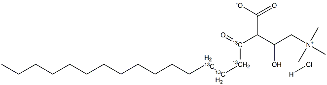 Palmitoyl-1,2,3,4-13C4-L-carnitine  hydrochloride 结构式
