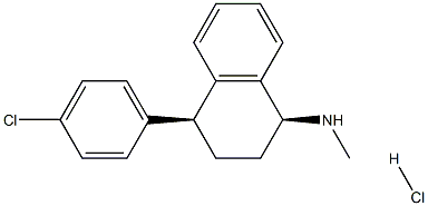 (+)-cis-4-(4-Chlorophenyl)-1,2,3,4-tetrahydro-N-methyl-naphthalenamine hydrochloride. 结构式