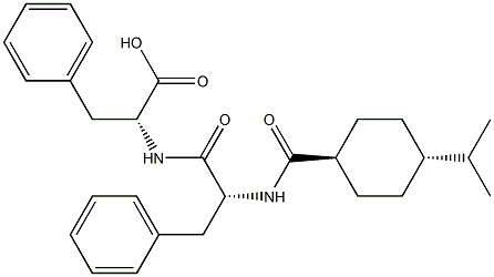 2(R)-[2(R)-(((trans-4-(1-Methylethyl)cyclohexyl)carbonyl)amino)-3-phenyl propionamido]-3-phenyl propionic acid. 结构式