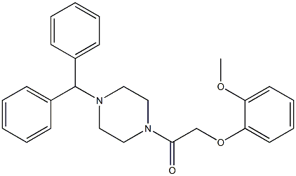 1-(4-benzhydryl-1-piperazinyl)-2-(2-methoxyphenoxy)-1-ethanone 结构式