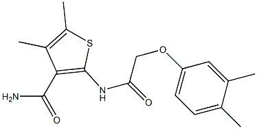 2-{[2-(3,4-dimethylphenoxy)acetyl]amino}-4,5-dimethyl-3-thiophenecarboxamide 结构式