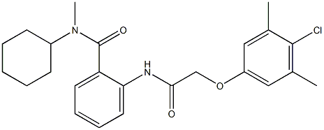 2-{[2-(4-chloro-3,5-dimethylphenoxy)acetyl]amino}-N-cyclohexyl-N-methylbenzamide 结构式