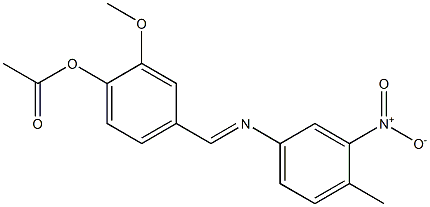 2-methoxy-4-{[(4-methyl-3-nitrophenyl)imino]methyl}phenyl acetate 结构式
