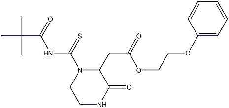 2-phenoxyethyl 2-(1-{[(2,2-dimethylpropanoyl)amino]carbothioyl}-3-oxo-2-piperazinyl)acetate 结构式