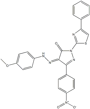 3-(4-nitrophenyl)-1-(4-phenyl-1,3-thiazol-2-yl)-1H-pyrazole-4,5-dione 4-[N-(4-methoxyphenyl)hydrazone] 结构式