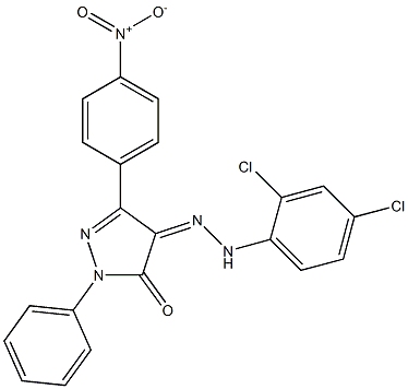 3-(4-nitrophenyl)-1-phenyl-1H-pyrazole-4,5-dione 4-[N-(2,4-dichlorophenyl)hydrazone] 结构式