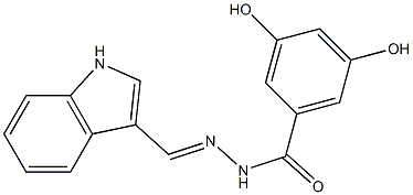 3,5-dihydroxy-N'-[(E)-1H-indol-3-ylmethylidene]benzohydrazide 结构式