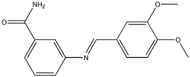 3-{[(E)-(3,4-dimethoxyphenyl)methylidene]amino}benzamide 结构式