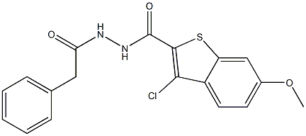 3-chloro-6-methoxy-N'-(2-phenylacetyl)-1-benzothiophene-2-carbohydrazide 结构式