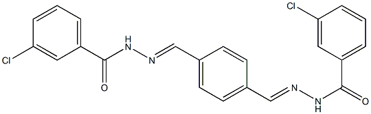 3-chloro-N'-[(E)-(4-{[(E)-2-(3-chlorobenzoyl)hydrazono]methyl}phenyl)methylidene]benzohydrazide 结构式