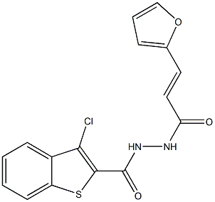 3-chloro-N'-[(E)-3-(2-furyl)-2-propenoyl]-1-benzothiophene-2-carbohydrazide 结构式