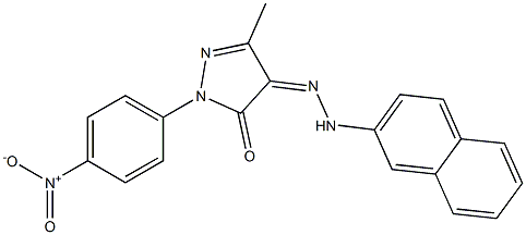 3-methyl-1-(4-nitrophenyl)-1H-pyrazole-4,5-dione 4-[N-(2-naphthyl)hydrazone] 结构式