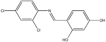 4-{[(2,4-dichlorophenyl)imino]methyl}-1,3-benzenediol 结构式