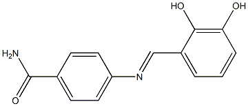 4-{[(E)-(2,3-dihydroxyphenyl)methylidene]amino}benzamide 结构式