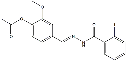 4-{[(E)-2-(2-iodobenzoyl)hydrazono]methyl}-2-methoxyphenyl acetate 结构式