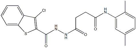 4-{2-[(3-chloro-1-benzothiophen-2-yl)carbonyl]hydrazino}-N-(2,5-dimethylphenyl)-4-oxobutanamide 结构式