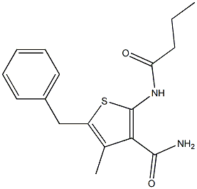 5-benzyl-2-(butyrylamino)-4-methyl-3-thiophenecarboxamide 结构式