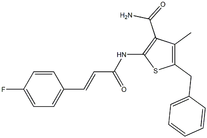 5-benzyl-2-{[(E)-3-(4-fluorophenyl)-2-propenoyl]amino}-4-methyl-3-thiophenecarboxamide 结构式