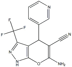 6-amino-4-(3-pyridinyl)-3-(trifluoromethyl)-1,4-dihydropyrano[2,3-c]pyrazole-5-carbonitrile 结构式