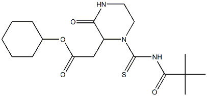 cyclohexyl 2-(1-{[(2,2-dimethylpropanoyl)amino]carbothioyl}-3-oxo-2-piperazinyl)acetate 结构式