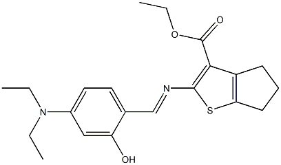 ethyl 2-({(E)-[4-(diethylamino)-2-hydroxyphenyl]methylidene}amino)-5,6-dihydro-4H-cyclopenta[b]thiophene-3-carboxylate 结构式