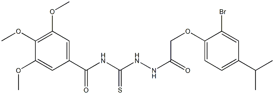 N-({2-[2-(2-bromo-4-isopropylphenoxy)acetyl]hydrazino}carbothioyl)-3,4,5-trimethoxybenzamide 结构式