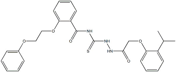 N-({2-[2-(2-isopropylphenoxy)acetyl]hydrazino}carbothioyl)-2-(2-phenoxyethoxy)benzamide 结构式