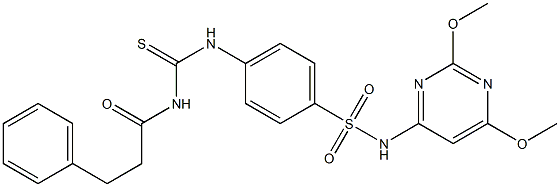 N-(2,6-dimethoxy-4-pyrimidinyl)-4-({[(3-phenylpropanoyl)amino]carbothioyl}amino)benzenesulfonamide 结构式