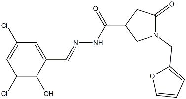 N'-[(E)-(3,5-dichloro-2-hydroxyphenyl)methylidene]-1-(2-furylmethyl)-5-oxo-3-pyrrolidinecarbohydrazide 结构式