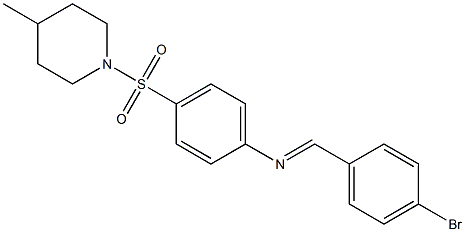 N-[(E)-(4-bromophenyl)methylidene]-N-{4-[(4-methyl-1-piperidinyl)sulfonyl]phenyl}amine 结构式